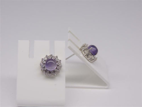 1,36 Carat Amethyst Ohrstecker 925 Silber Zirkonia Top EDEL