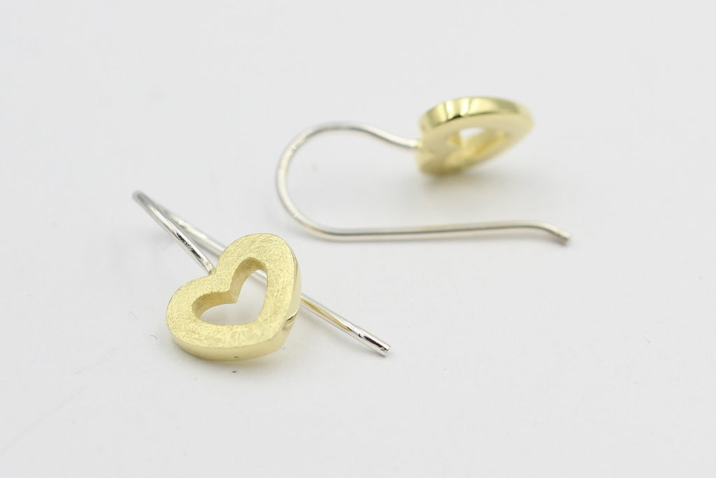 Design Ohrhaken Herz 925 Sterling Silber  18 k vergoldet Sonderposten