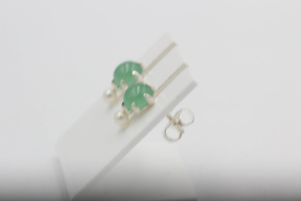 Design 1,82 Carat Aventurin Perlen Ohrstecker 925 Silber Süßwasser Perle
