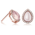 2,6 Carat Rosenquarz Cabochon 925 Silber rosee vergoldet Akzent: Zirkonia