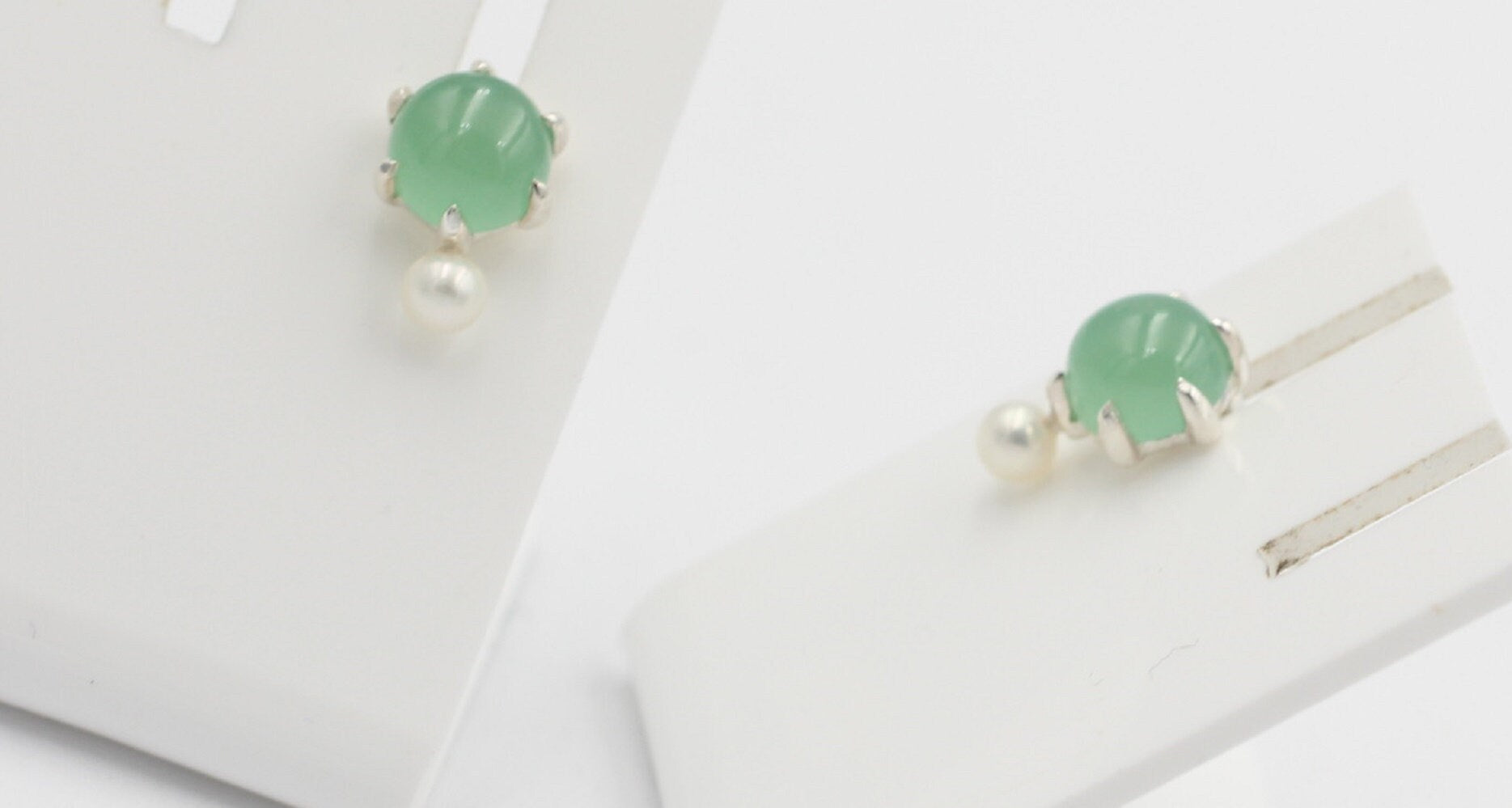 Design 1,82 Carat Aventurin Perlen Ohrstecker 925 Silber Süßwasser Perle