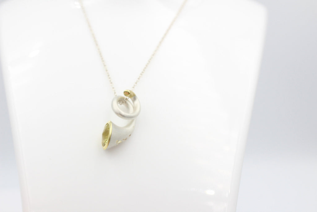 Campur Design 2,87 Carat Lemon Quarz Anhänger 925 Silber teilvergoldet Collier