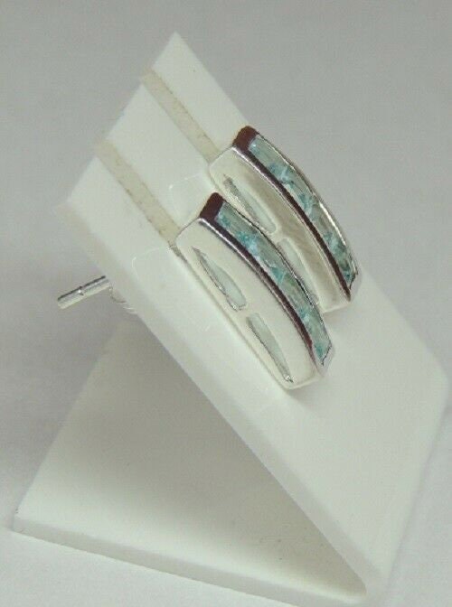 Edle 0,9 Carat Blautopas Square Ohrstecker 925 Silber Ohrring Ohrschmuck