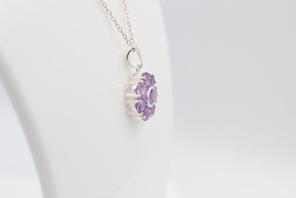 Edler 2,53 Carat Amethyst Anhänger 925 Silber violetter Edelstein Top
