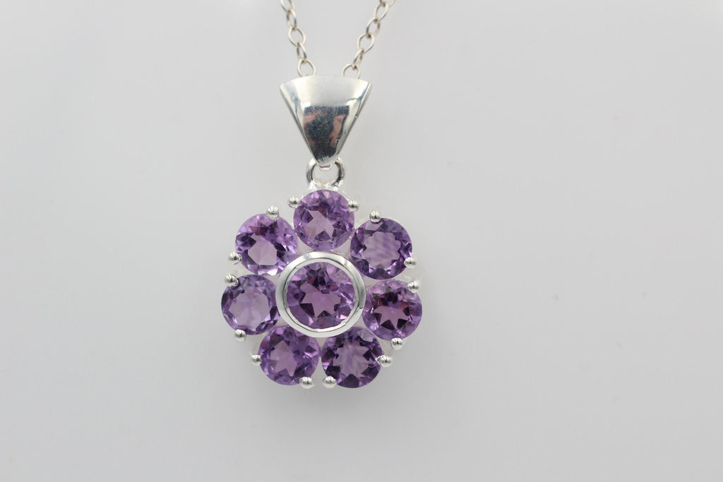 Edler 2,53 Carat Amethyst Anhänger 925 Silber violetter Edelstein Top