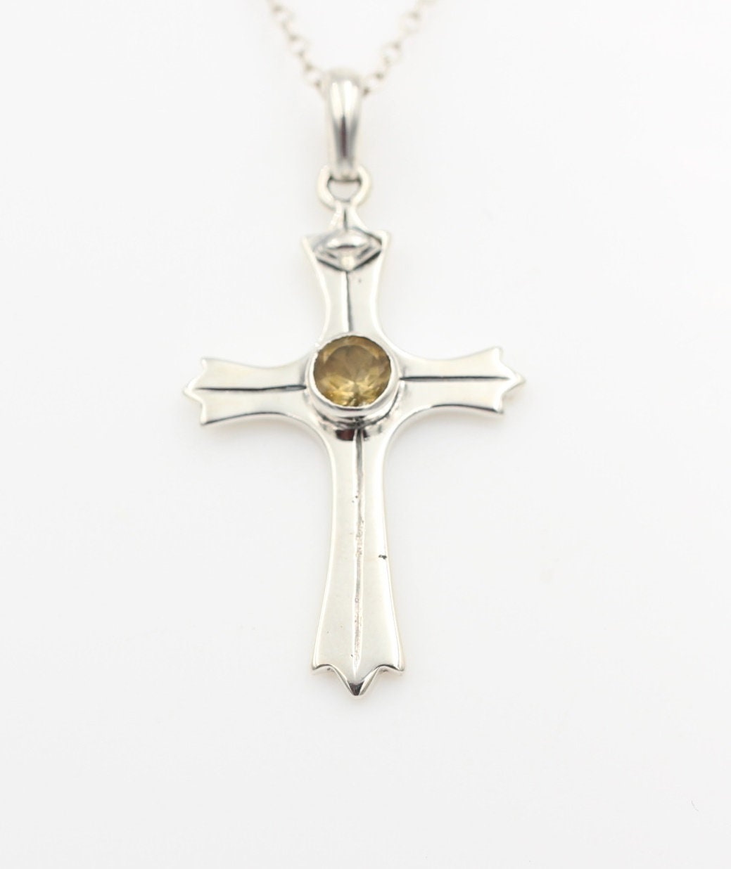 0,36 Carat Citrin Kreuz Anhänger 925 Silber goldgelber Citrin