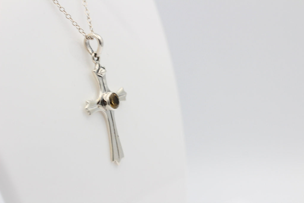 0,36 Carat Citrin Kreuz Anhänger 925 Silber goldgelber Citrin