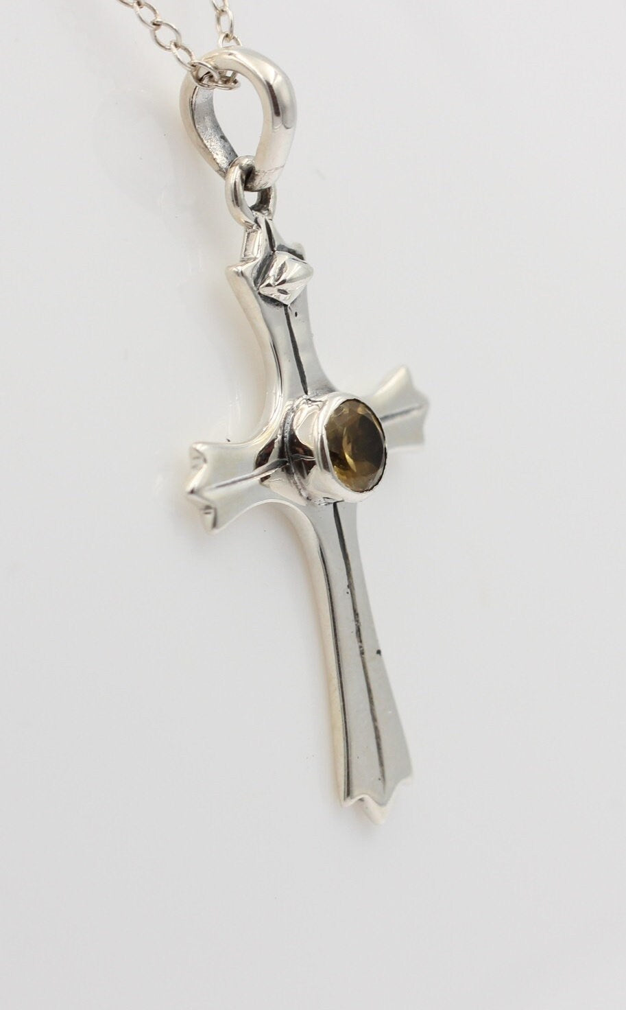 0,36 Carat Citrin Kreuz Anhänger 925 Silber goldgelber Citrin