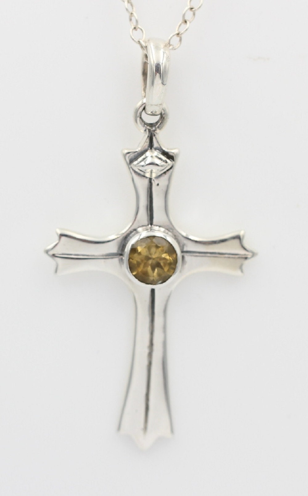 0,36 Carat Citrin Kreuz Anhänger 925 Silber goldgelber Citrin