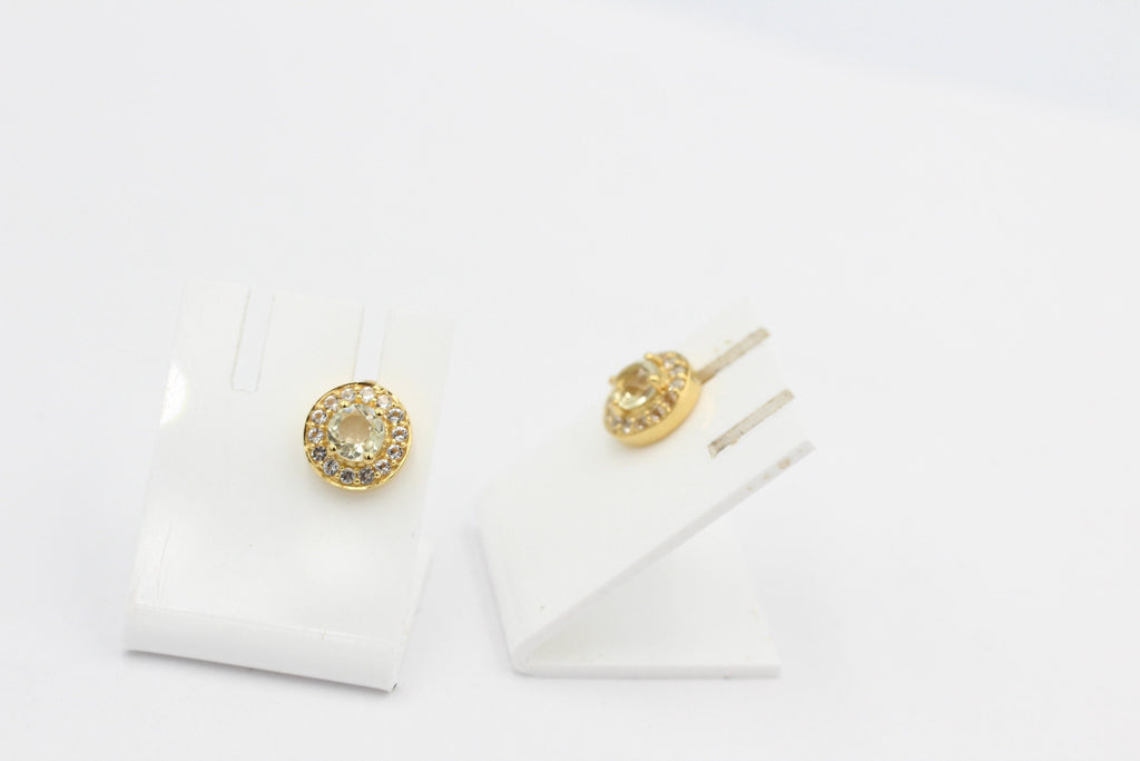 Edler 1,4 Carat Lemonquarz Weißopas Ohrstecker 925 Silber Edelstein Schmuck