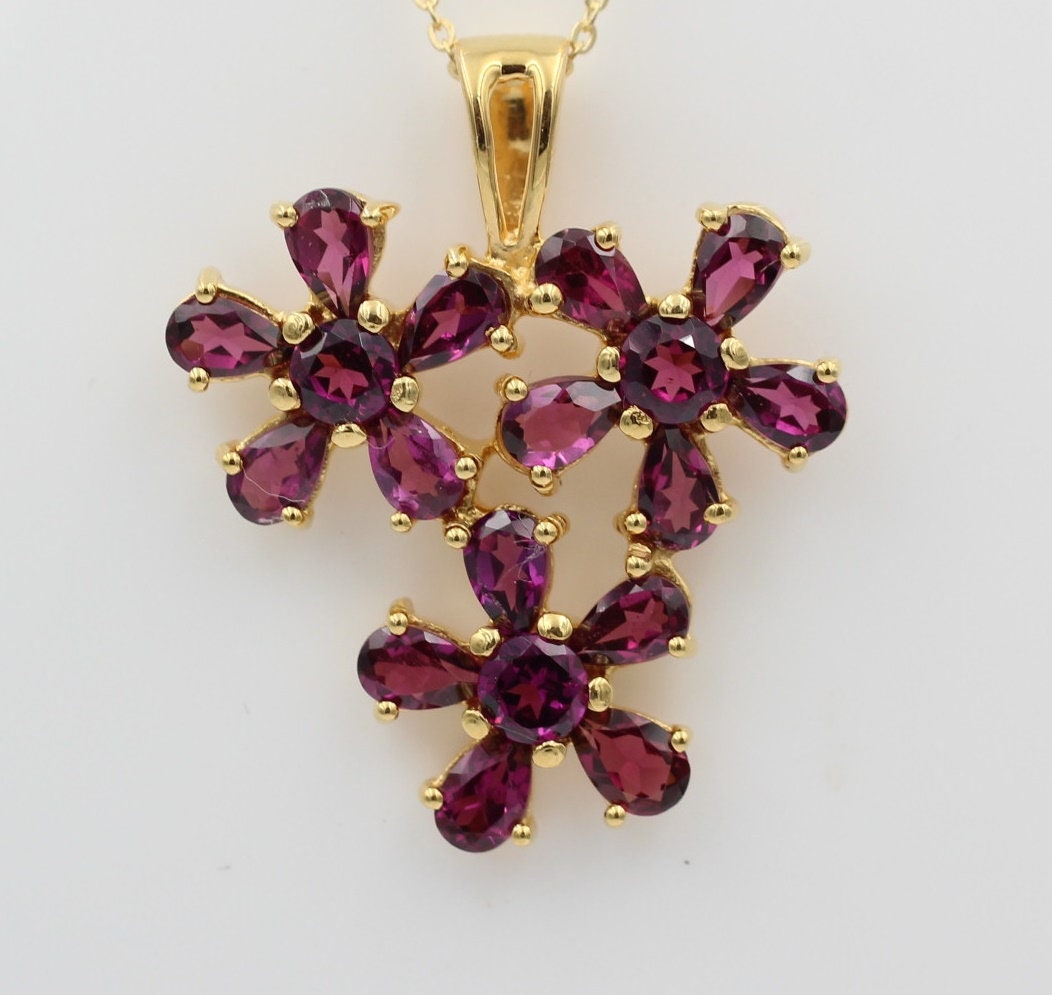 Edler 4,2 Carat  Granat Anhänger 925 Silber Collier Kette blutroter Granat