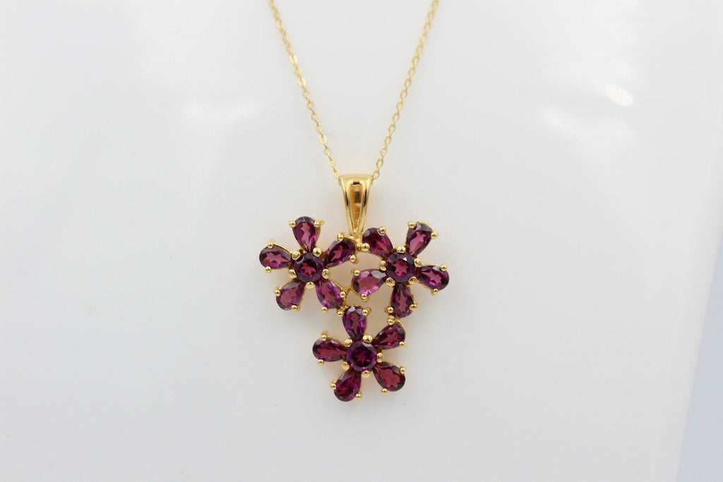 Edler 4,2 Carat  Granat Anhänger 925 Silber Collier Kette blutroter Granat