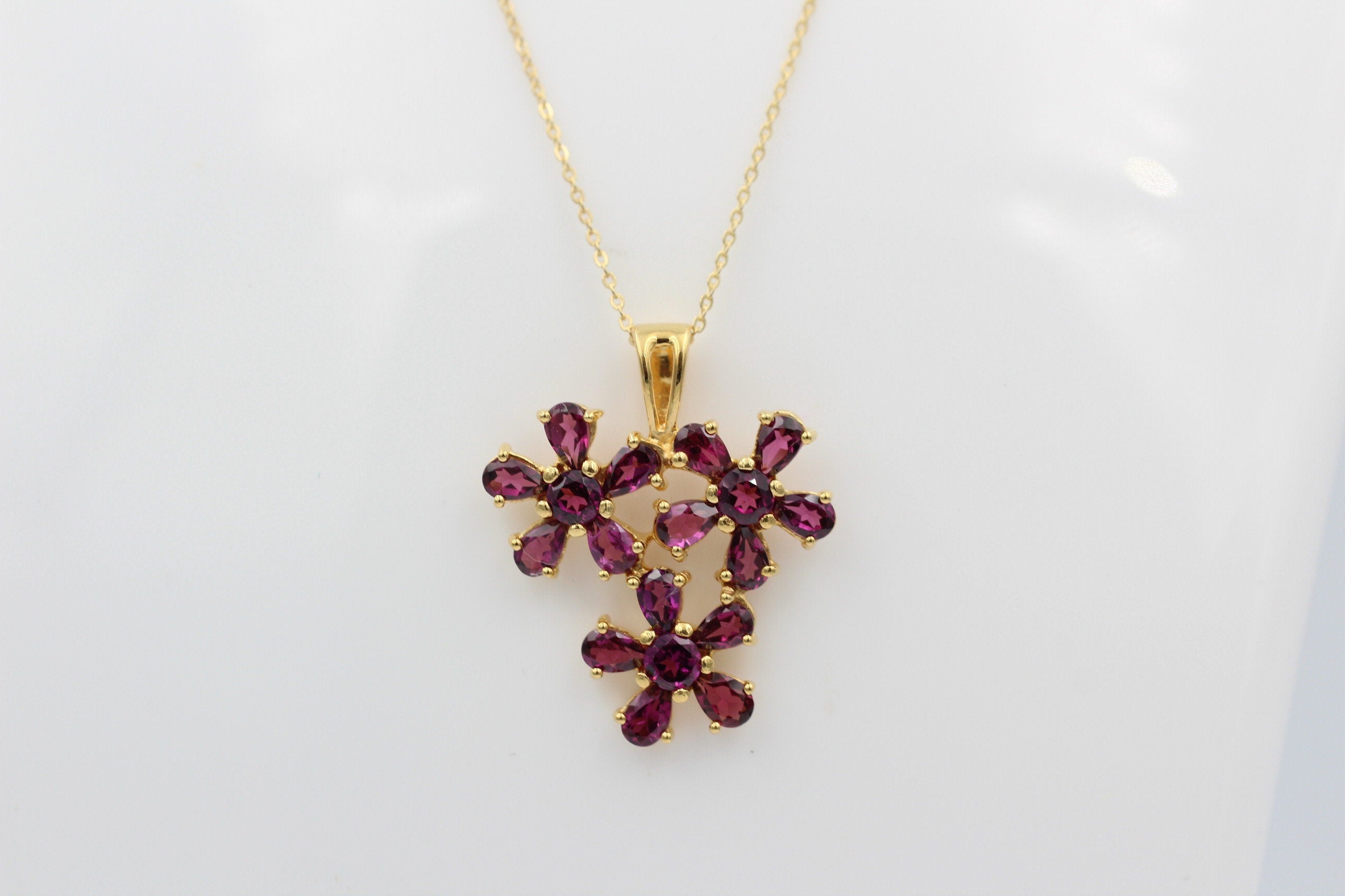 Edler 4,2 Carat  Granat Anhänger 925 Silber Collier Kette blutroter Granat
