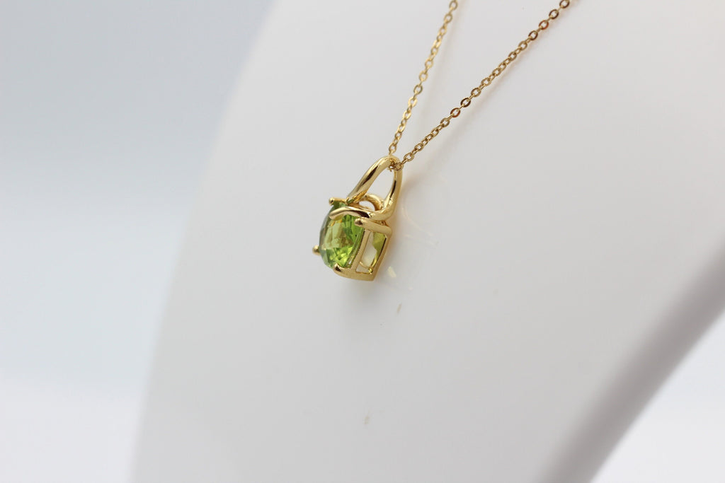 1,5 Carat Peridot Anhänger 925 Silber Collier Kette Checker Maigrüner Edelstein