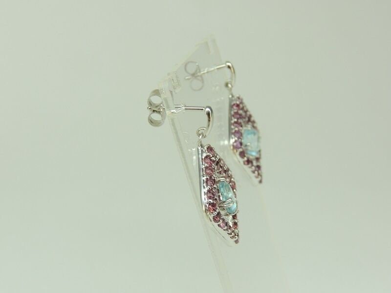 Exklusive 5,70 Carat Rhodolith / Blautopas Ohrstecker 925 Silber Top Edel