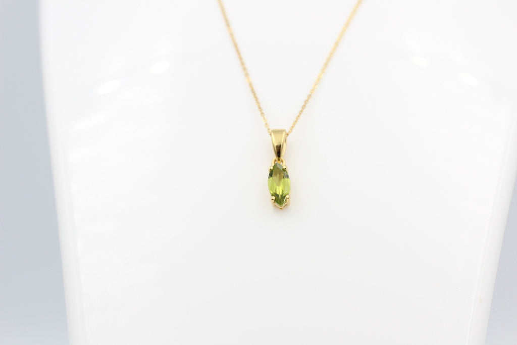 1,1 Carat Peridot Anhänger Marquiseschliff 925 Silber Collier Kette vergoldet