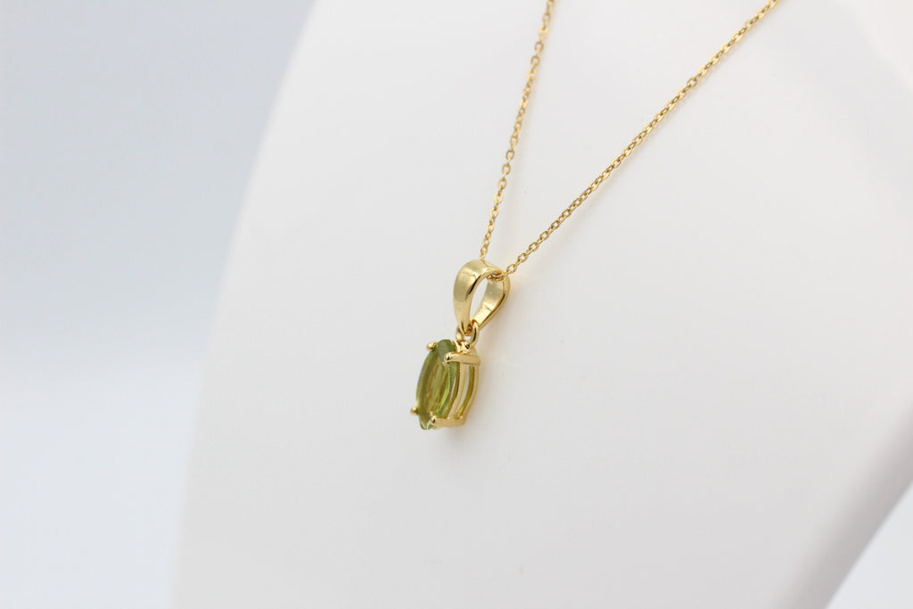 1,1 Carat Peridot Anhänger Marquiseschliff 925 Silber Collier Kette vergoldet