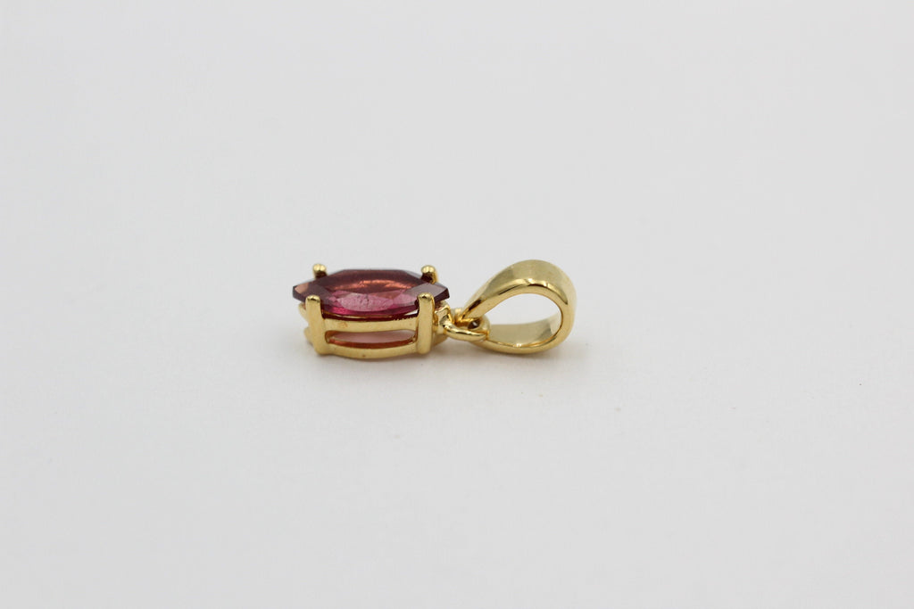 1,15 Carat Granat Anhänger Marquiseschliff 925 Silber Collier Kette vergoldet