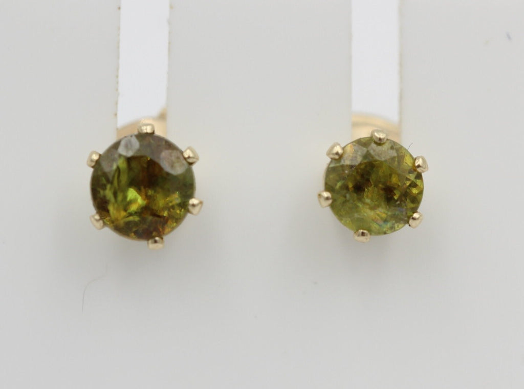 0,90  Carat waldgrüner Sphen 585 Gold Sicherheitsverschluss Titanit VS Qualit#t
