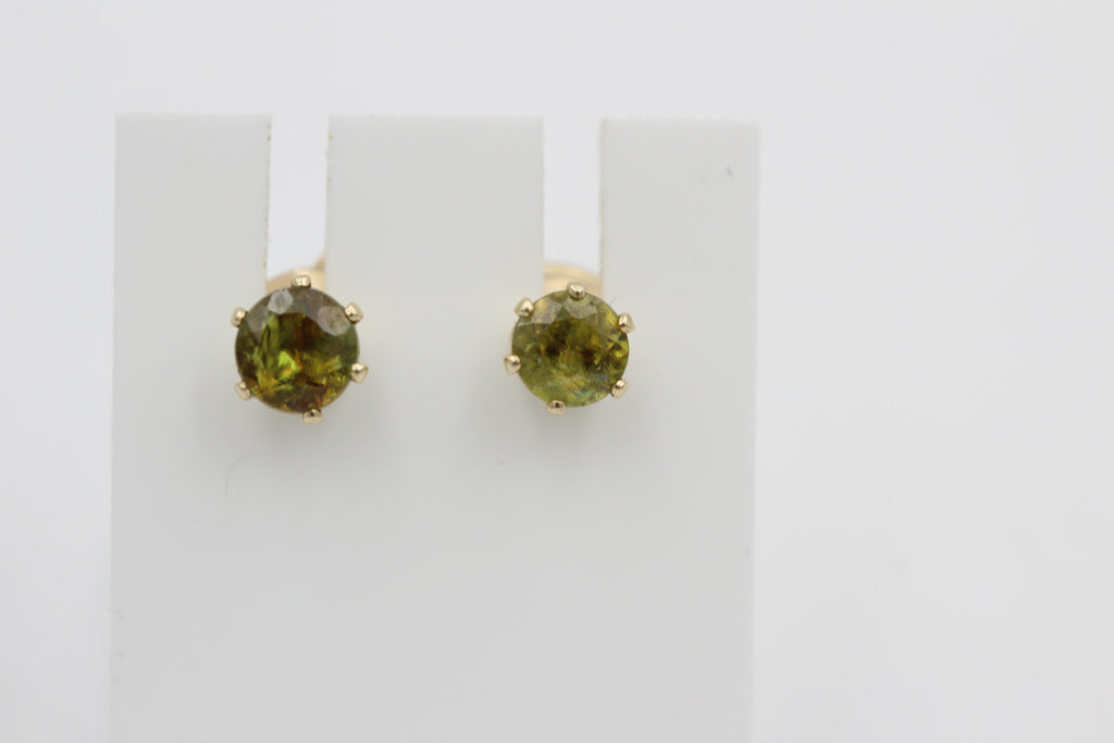 0,90  Carat waldgrüner Sphen 585 Gold Sicherheitsverschluss Titanit VS Qualit#t