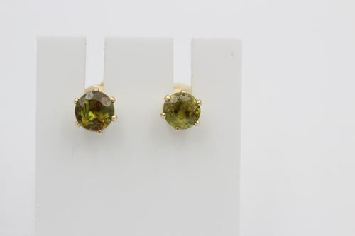 0,90  Carat waldgrüner Sphen 585 Gold Sicherheitsverschluss Titanit VS Qualit#t