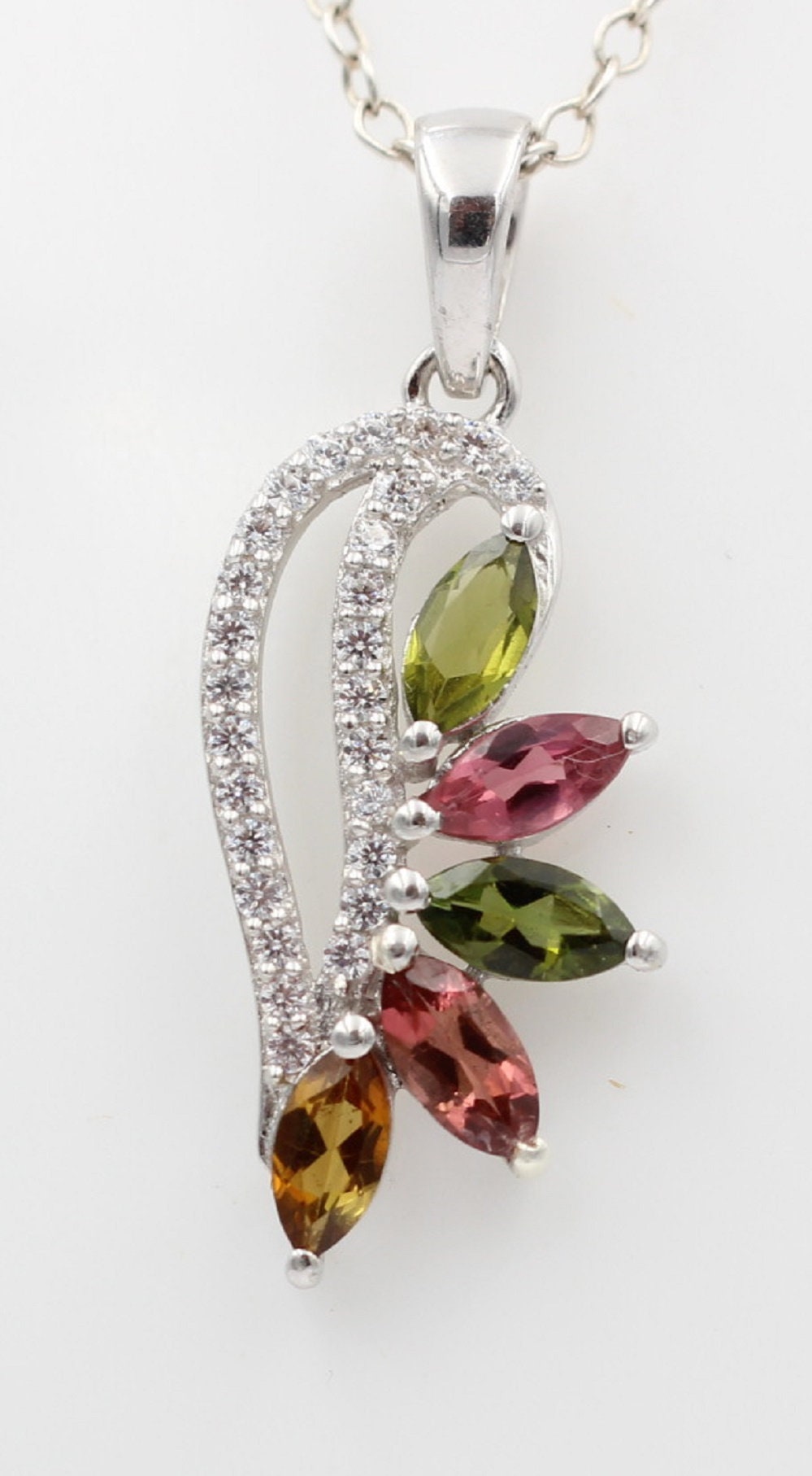 1,26 Carat Multi Turmalin Anhänger 925 Silber Turmalinschmuck Kettenanhänger