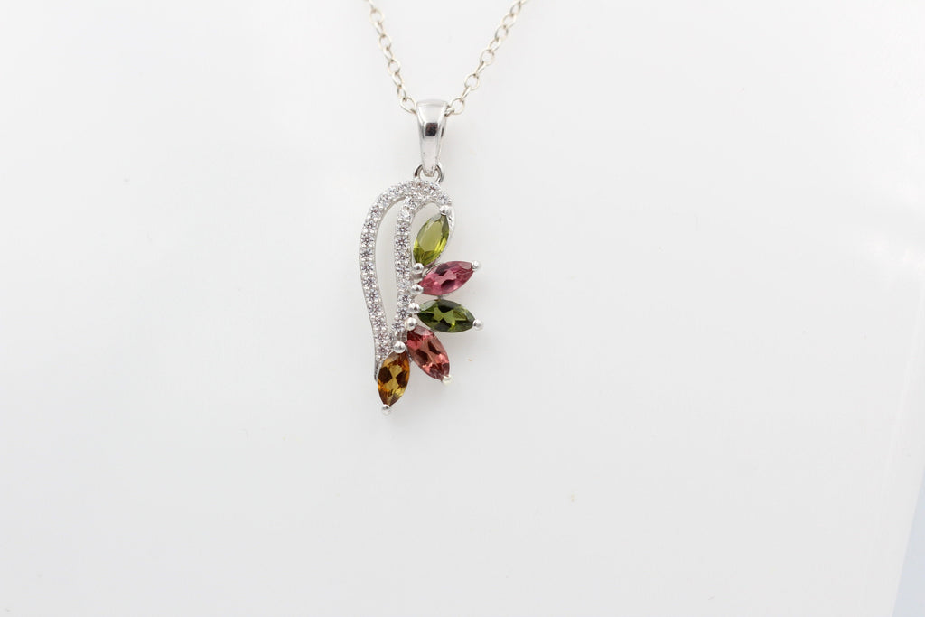 1,26 Carat Multi Turmalin Anhänger 925 Silber Turmalinschmuck Kettenanhänger