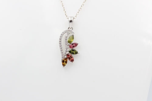 1,26 Carat Multi Turmalin Anhänger 925 Silber Turmalinschmuck Kettenanhänger