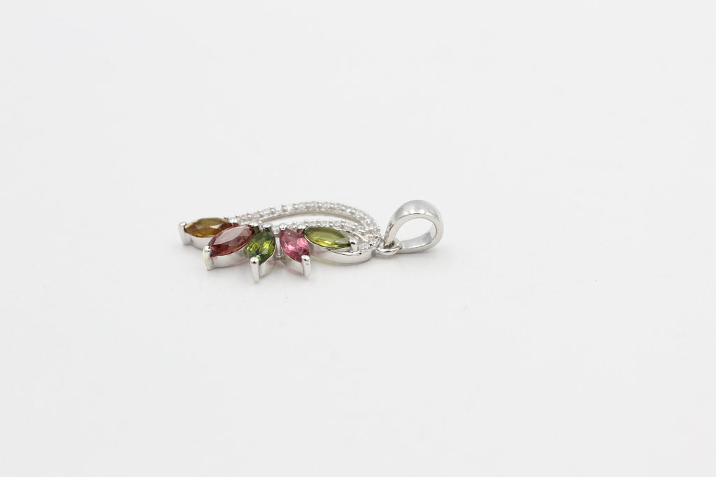 1,26 Carat Multi Turmalin Anhänger 925 Silber Turmalinschmuck Kettenanhänger