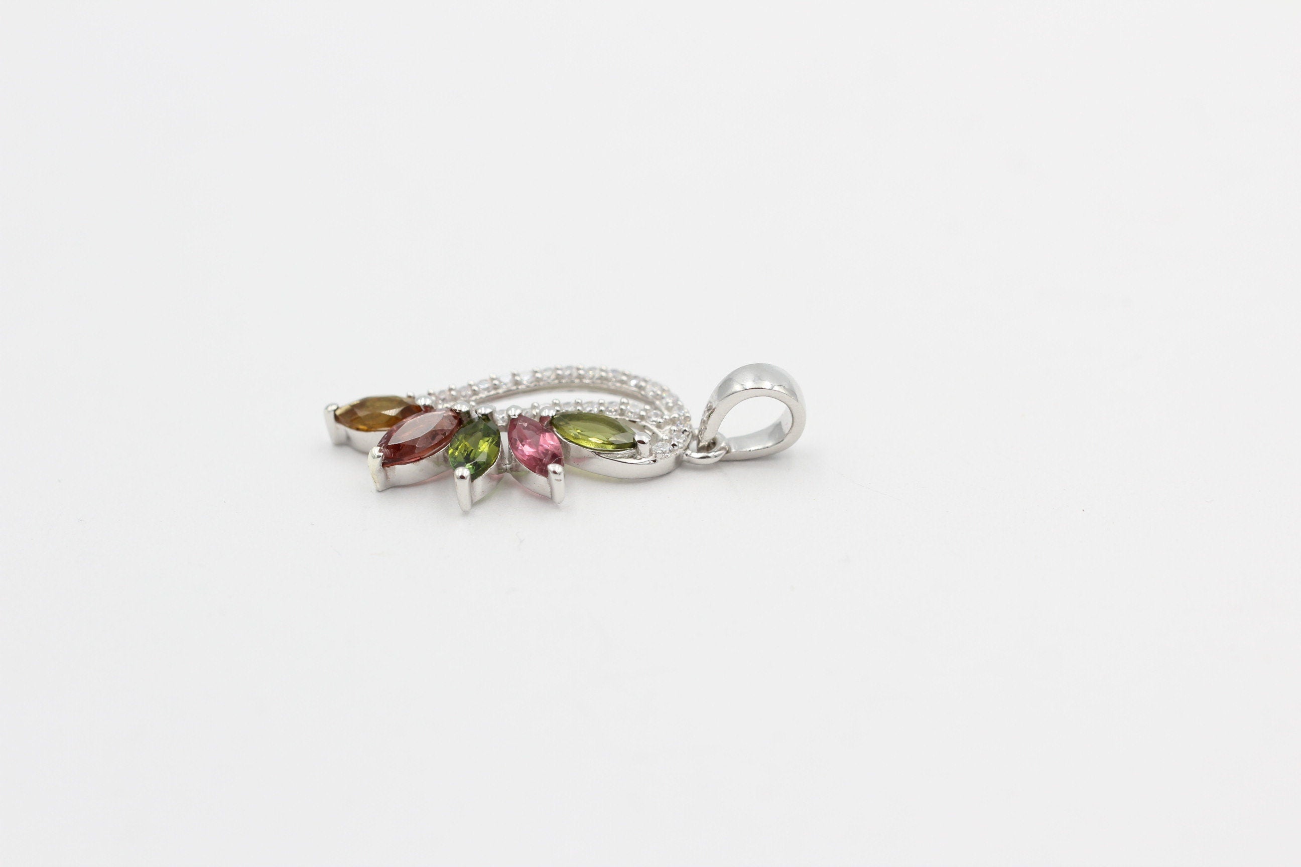 1,26 Carat Multi Turmalin Anhänger 925 Silber Turmalinschmuck Kettenanhänger