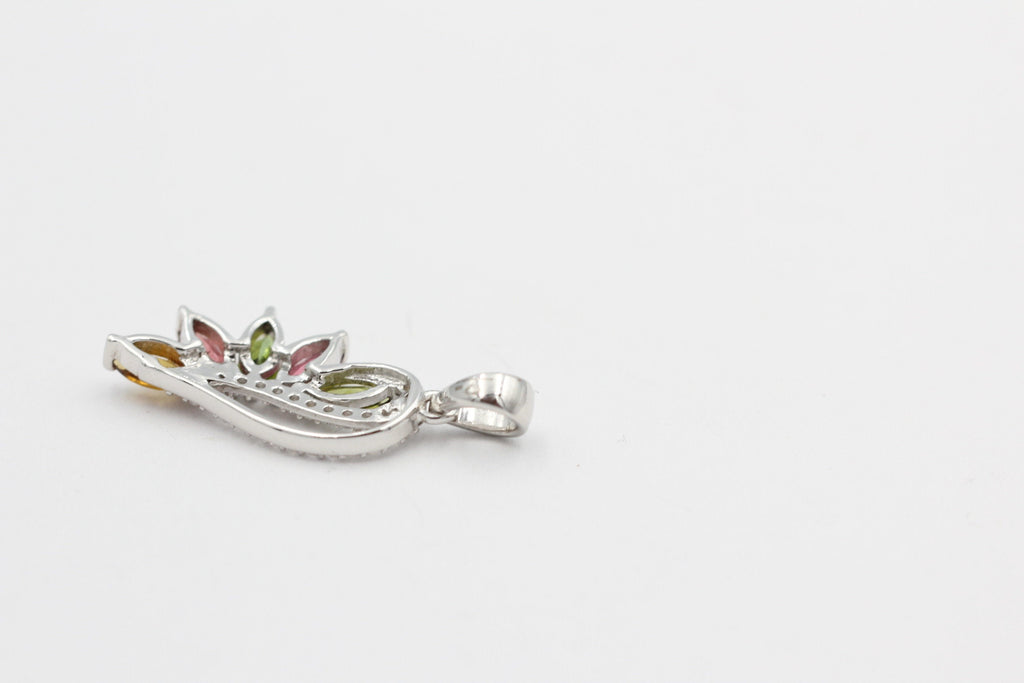1,26 Carat Multi Turmalin Anhänger 925 Silber Turmalinschmuck Kettenanhänger