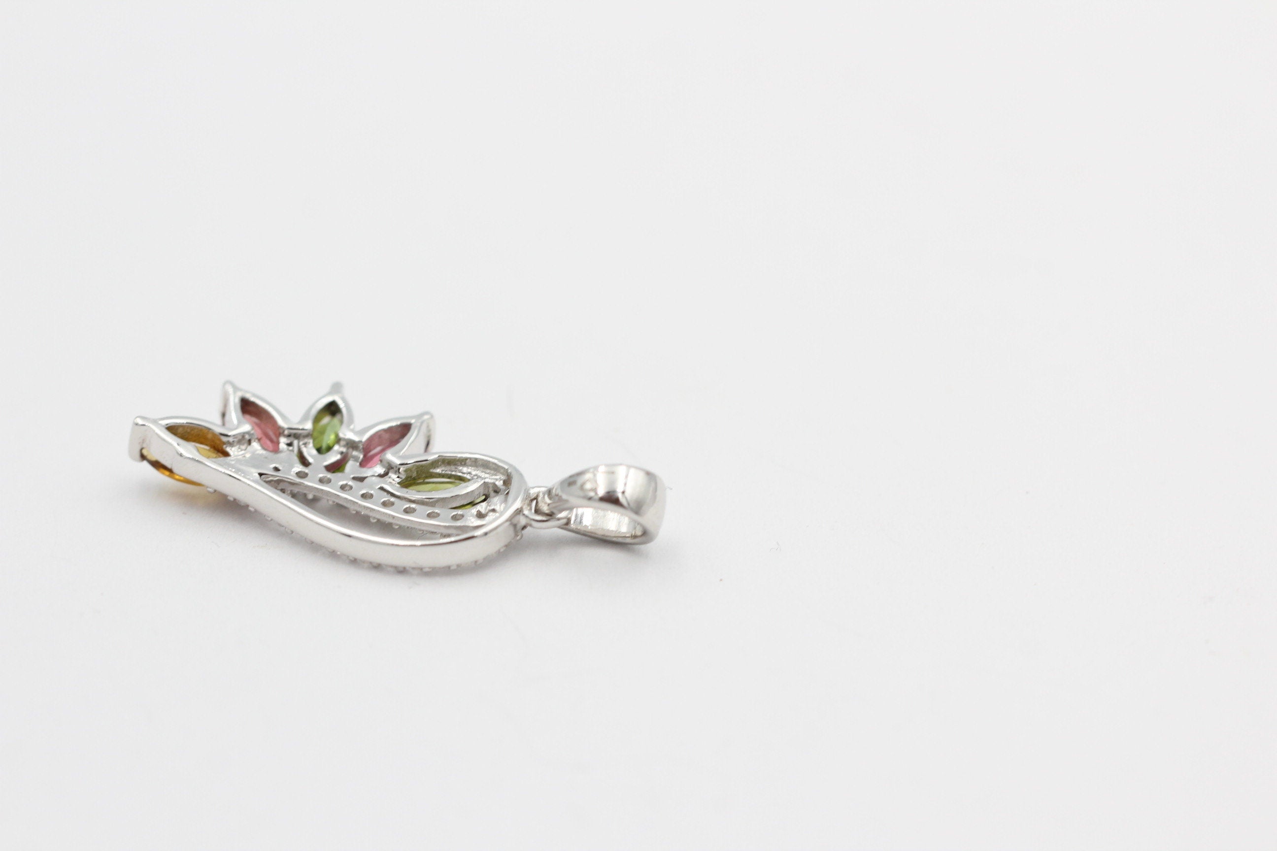 1,26 Carat Multi Turmalin Anhänger 925 Silber Turmalinschmuck Kettenanhänger