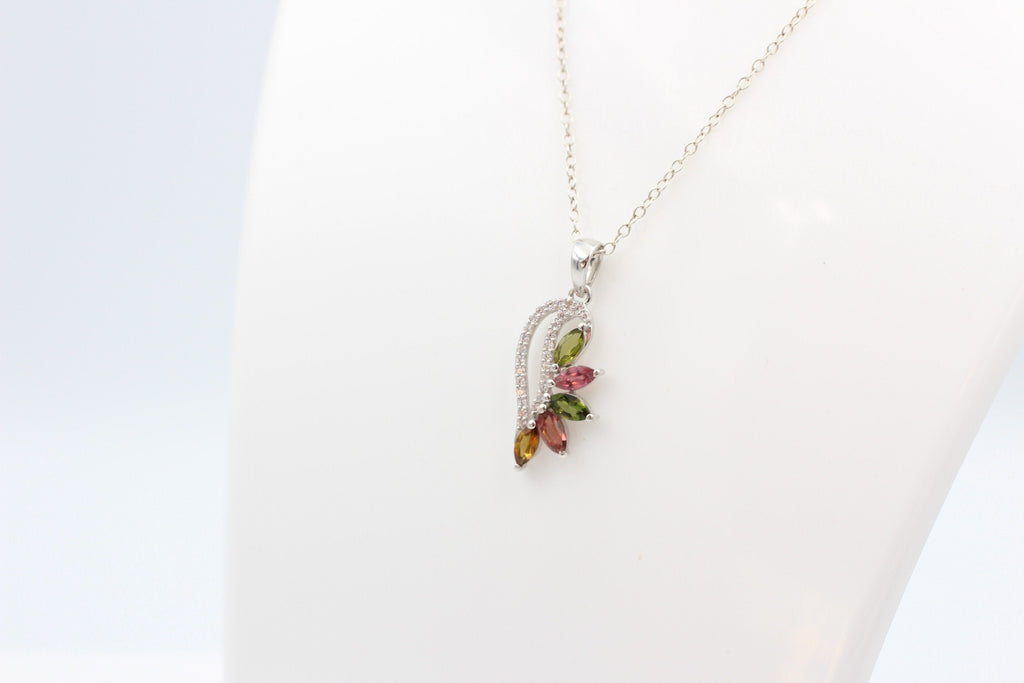 1,26 Carat Multi Turmalin Anhänger 925 Silber Turmalinschmuck Kettenanhänger