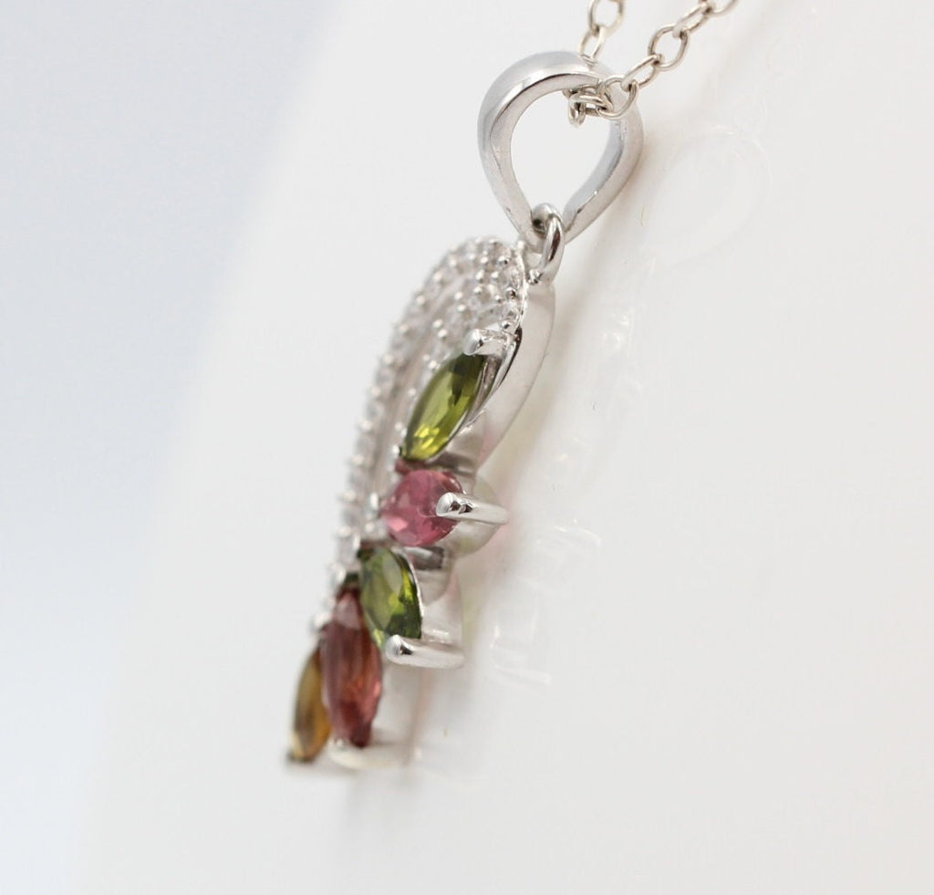 1,26 Carat Multi Turmalin Anhänger 925 Silber Turmalinschmuck Kettenanhänger