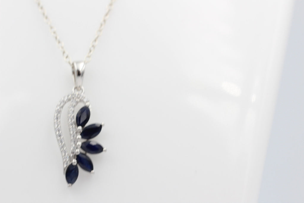 1,26 Carat blauer Saphir Anhänger 925 Silber Collier Kette Saphirschmuck Top