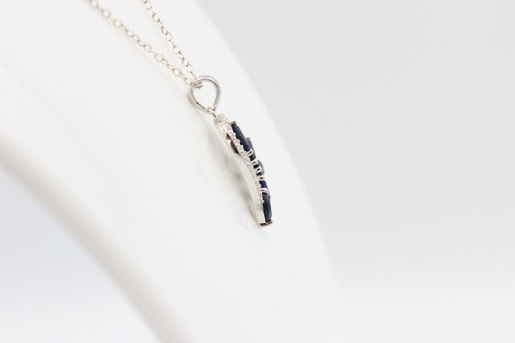 1,26 Carat blauer Saphir Anhänger 925 Silber Collier Kette Saphirschmuck Top