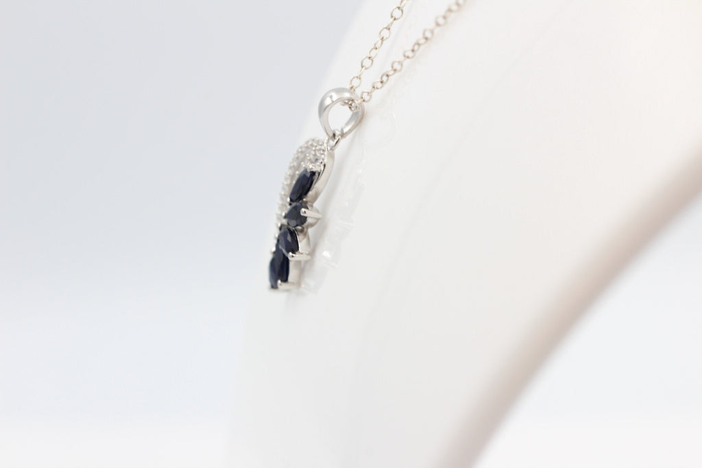 1,26 Carat blauer Saphir Anhänger 925 Silber Collier Kette Saphirschmuck Top