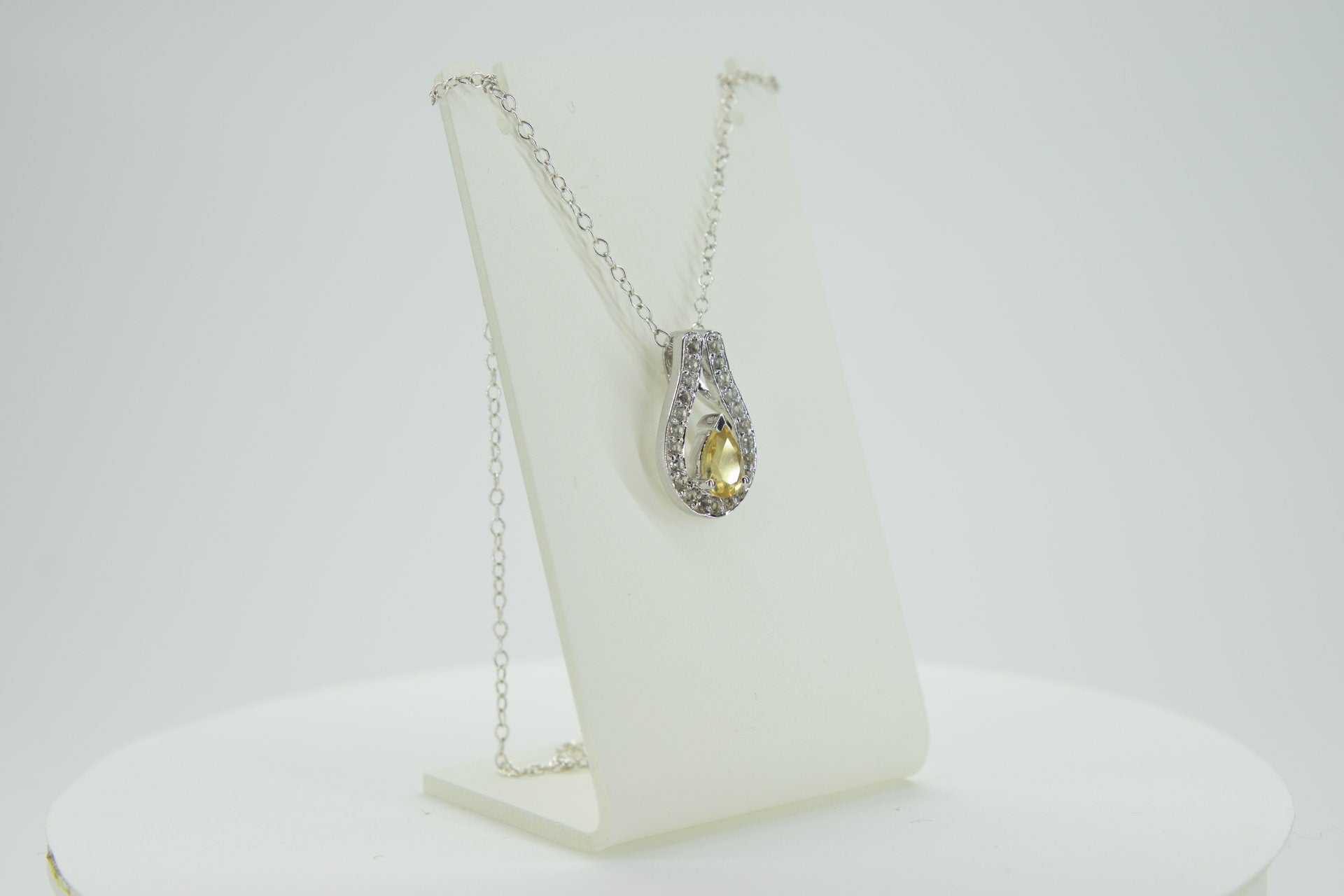 0,65 Carat Citrin  Anhanger 925 Silber weisstopas 925 Silber goldener Ciitrin