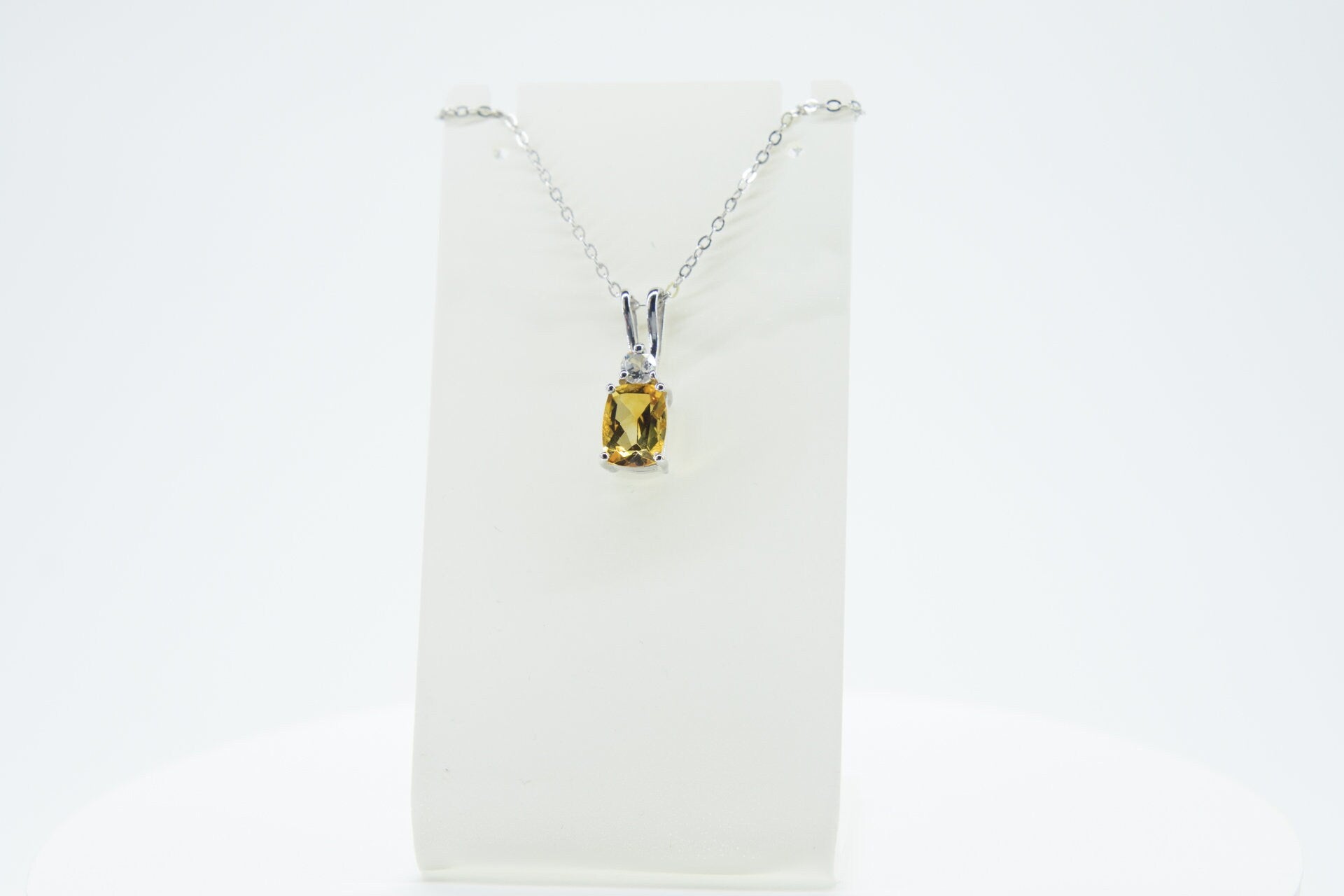 Edler 1,65 Carat Citrin Weisstopas Anhanger 925 Silber Edelstein goldgelber Edelstein mit weißem Topas