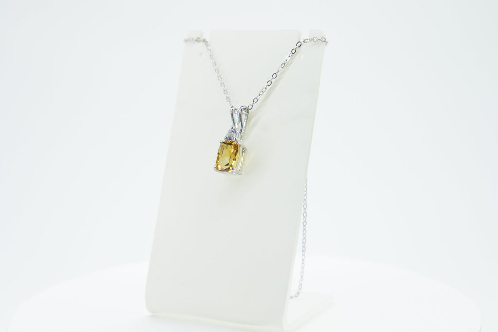 Edler 1,65 Carat Citrin Weisstopas Anhanger 925 Silber Edelstein goldgelber Edelstein mit weißem Topas
