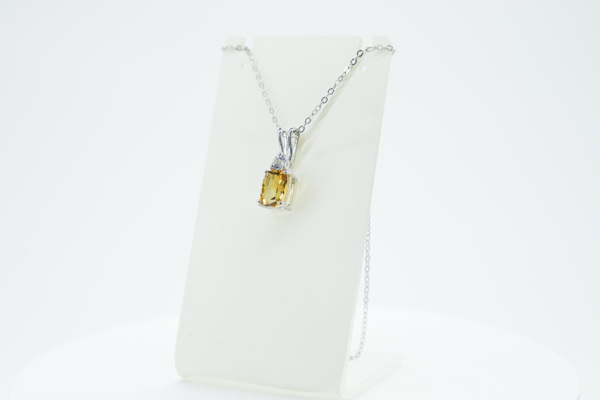 Edler 1,65 Carat Citrin Weisstopas Anhanger 925 Silber Edelstein goldgelber Edelstein mit weißem Topas
