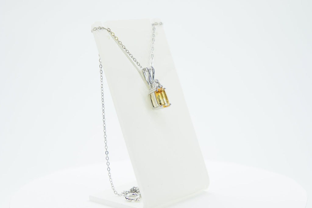 Edler 1,65 Carat Citrin Weisstopas Anhanger 925 Silber Edelstein goldgelber Edelstein mit weißem Topas