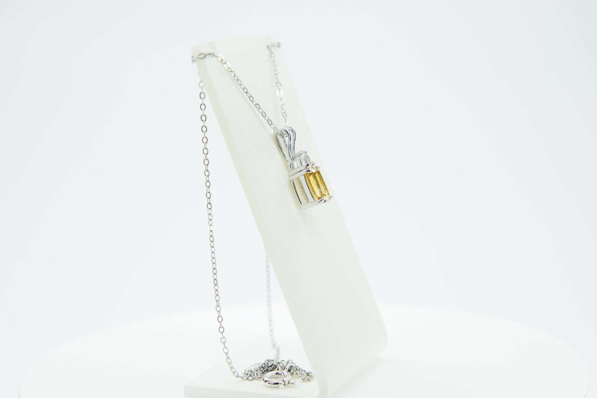 Edler 1,65 Carat Citrin Weisstopas Anhanger 925 Silber Edelstein goldgelber Edelstein mit weißem Topas