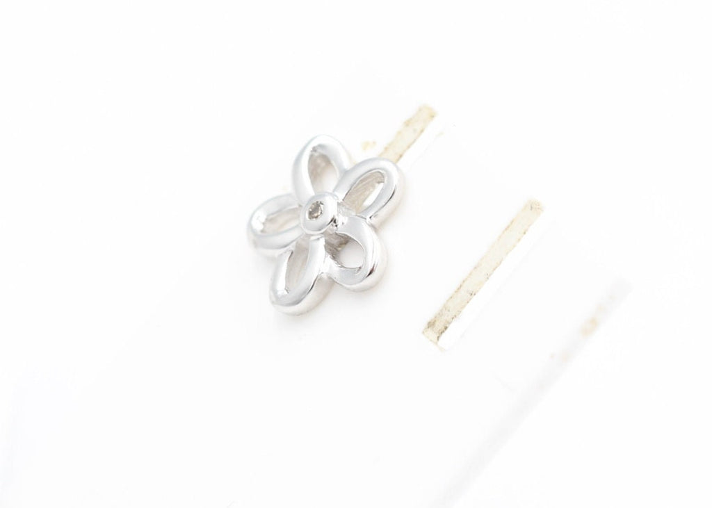 0,02 Carat champagner Diamant Blumen Ohrstecker 925 Silber G- H / I2-I3 Top Edel