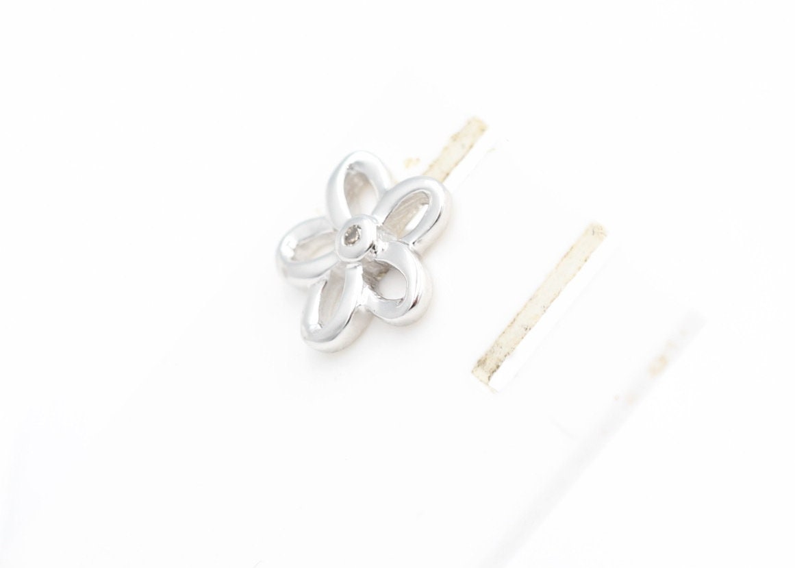 0,02 Carat champagner Diamant Blumen Ohrstecker 925 Silber G- H / I2-I3 Top Edel
