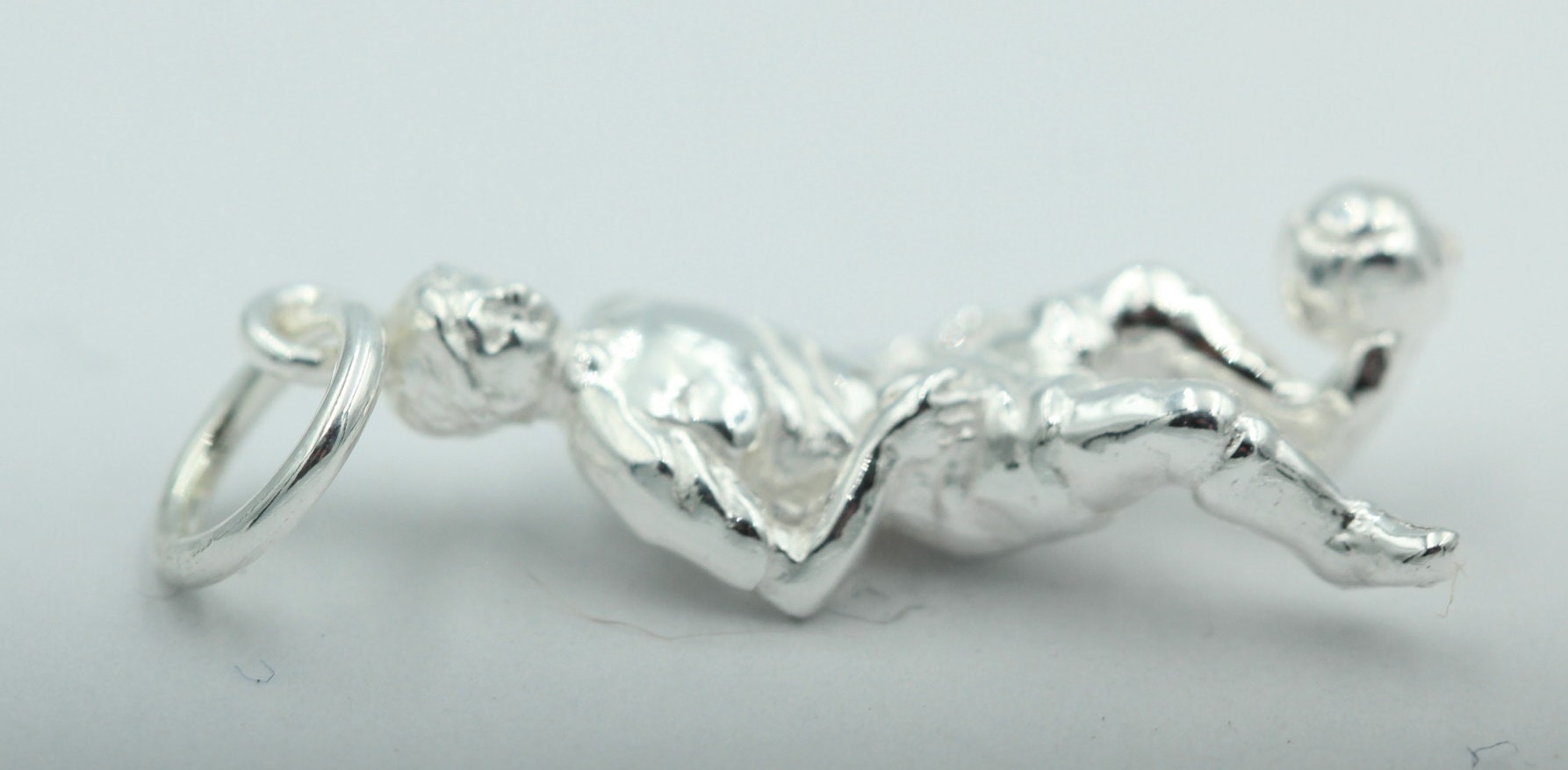 Anhänger Fußballer 925 Silber plastisher Fußballer Top Anhänger in Silber