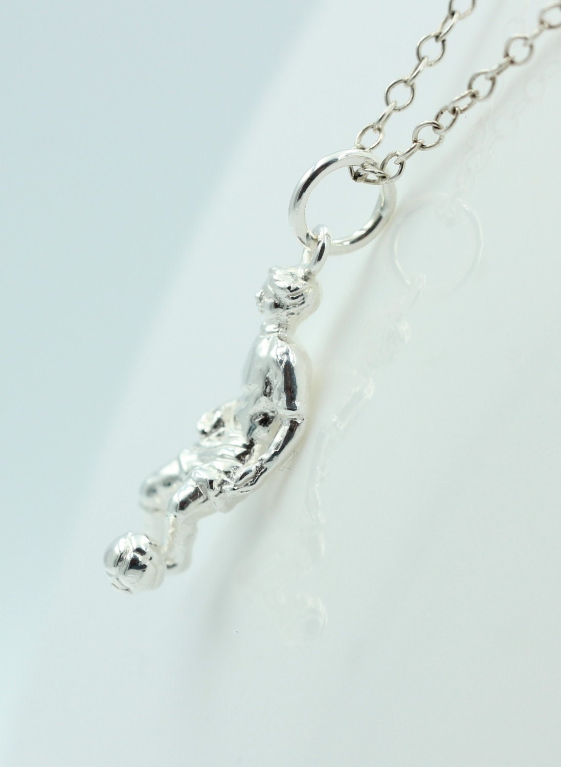 Anhänger Fußballer 925 Silber plastisher Fußballer Top Anhänger in Silber