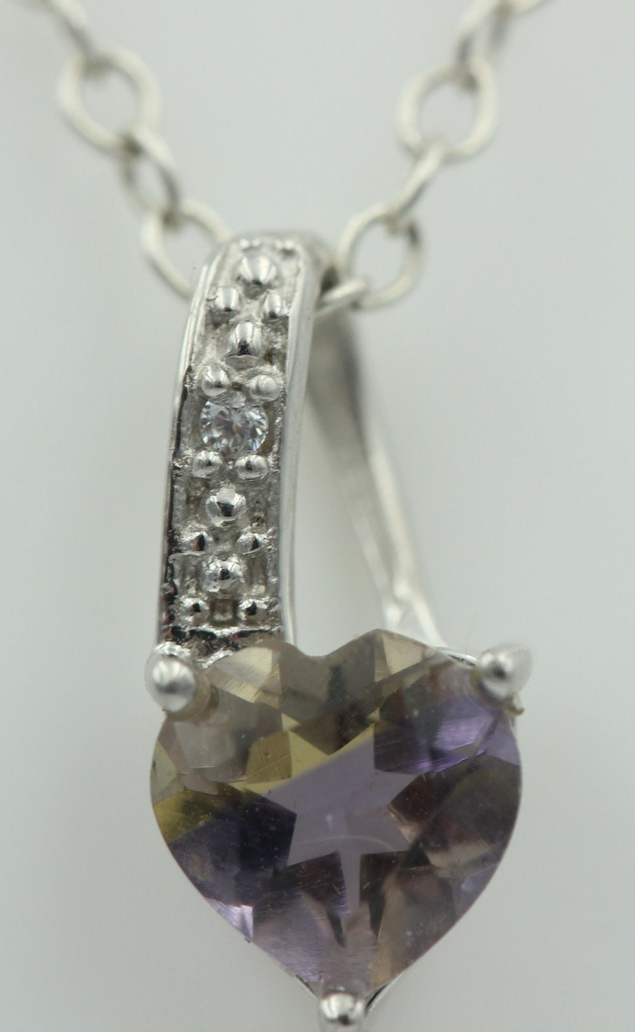 0,65 Carat  synthetischer Ametrin Herz Anhänger 925 Silber Top