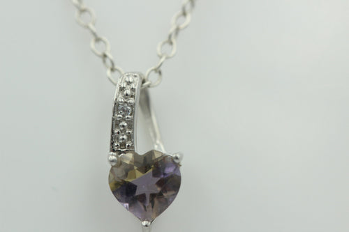 0,65 Carat  synthetischer Ametrin Herz Anhänger 925 Silber Top
