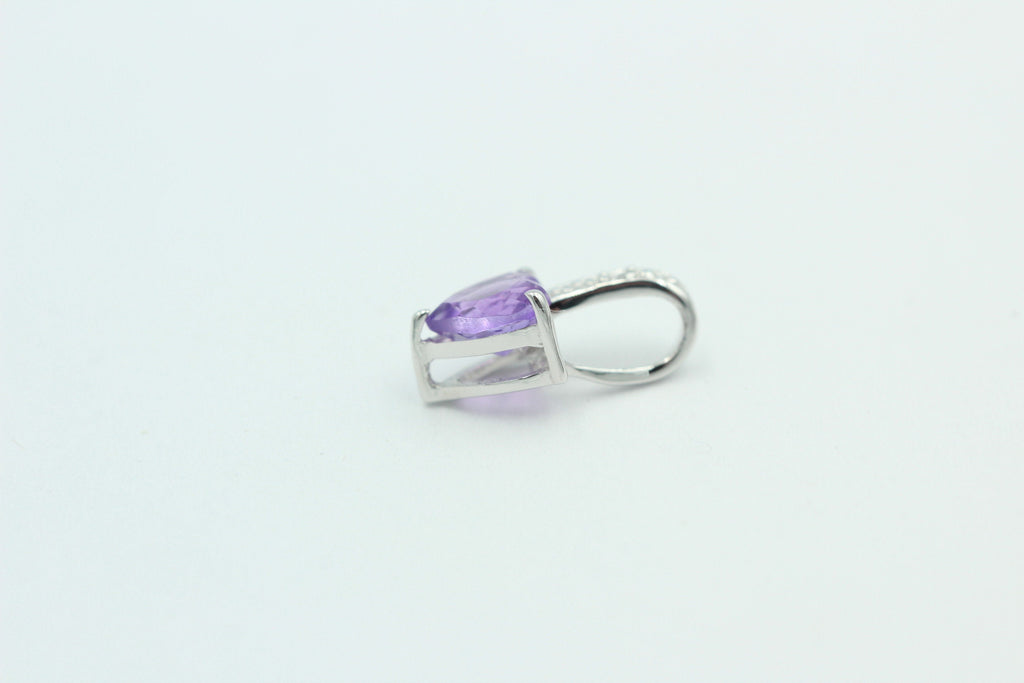 0,57 Carat afrikanischer Amethyst Herz Anhänger 925 Silber Collier Kette